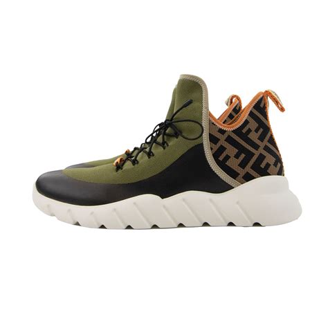 fendi flow suede sneaker|Fendi knit high top sneakers.